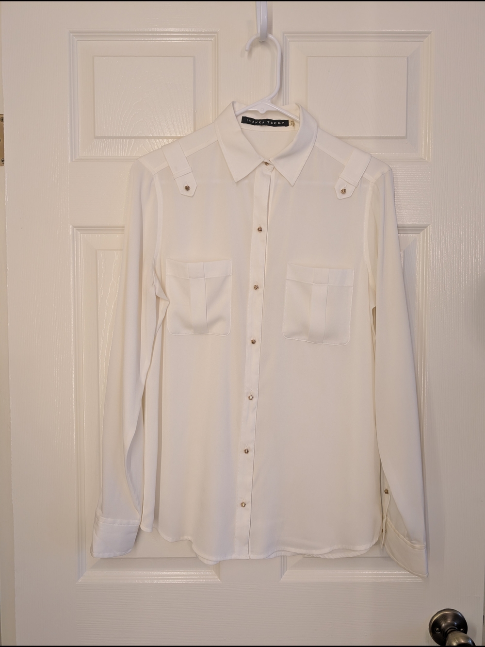 Ivanka Trump Cream-White Button Front Blouse